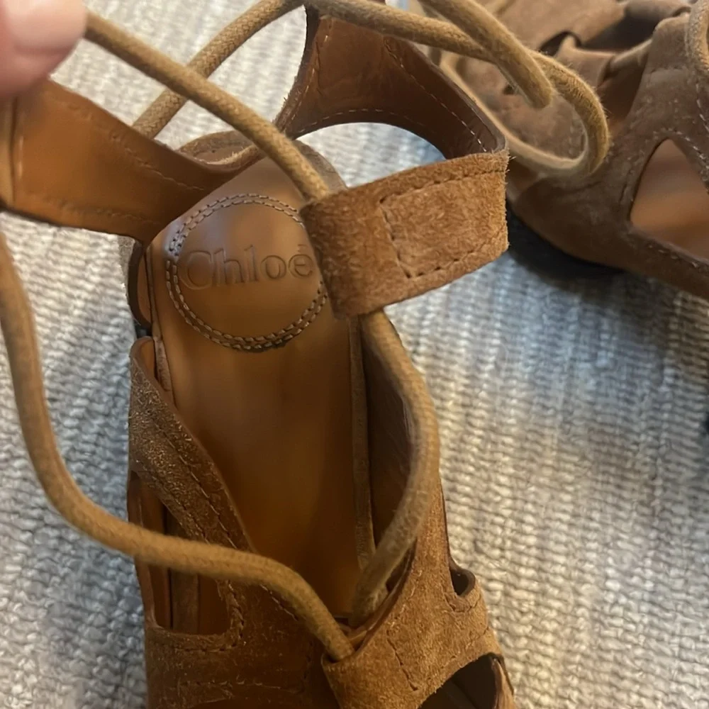 Camel suede CHLOE strappy sandal - Picture 3 of 3